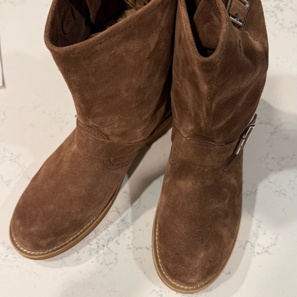 Jeffrey Campbell Brown Suede Moto Boots